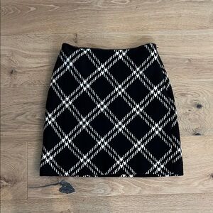 Ann Taylor Black and White Plaid Pencil Skirt